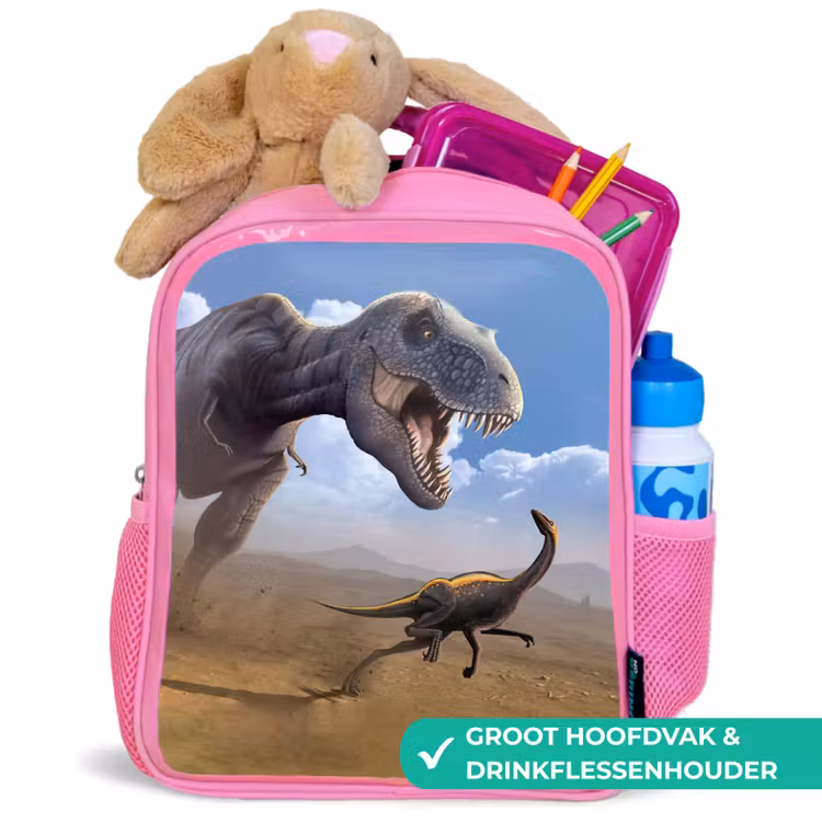 Rugzak kind - roze - Dino - Wilde dieren - Tekening - Kinderen - Jongens — 2
