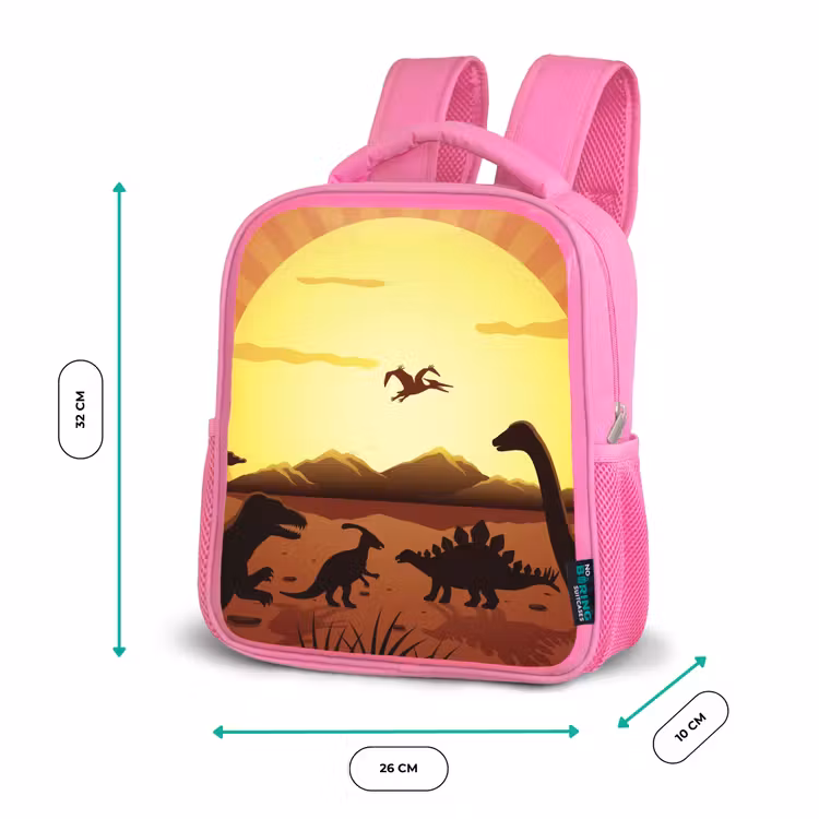 Rugzak kind - roze - Dino - Zon - Natuur - Tekening - Kinderen - Jongens — 3