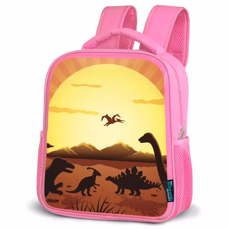 Rugzak kind - roze - Dino - Zon - Natuur - Tekening - Kinderen - Jongens — 4