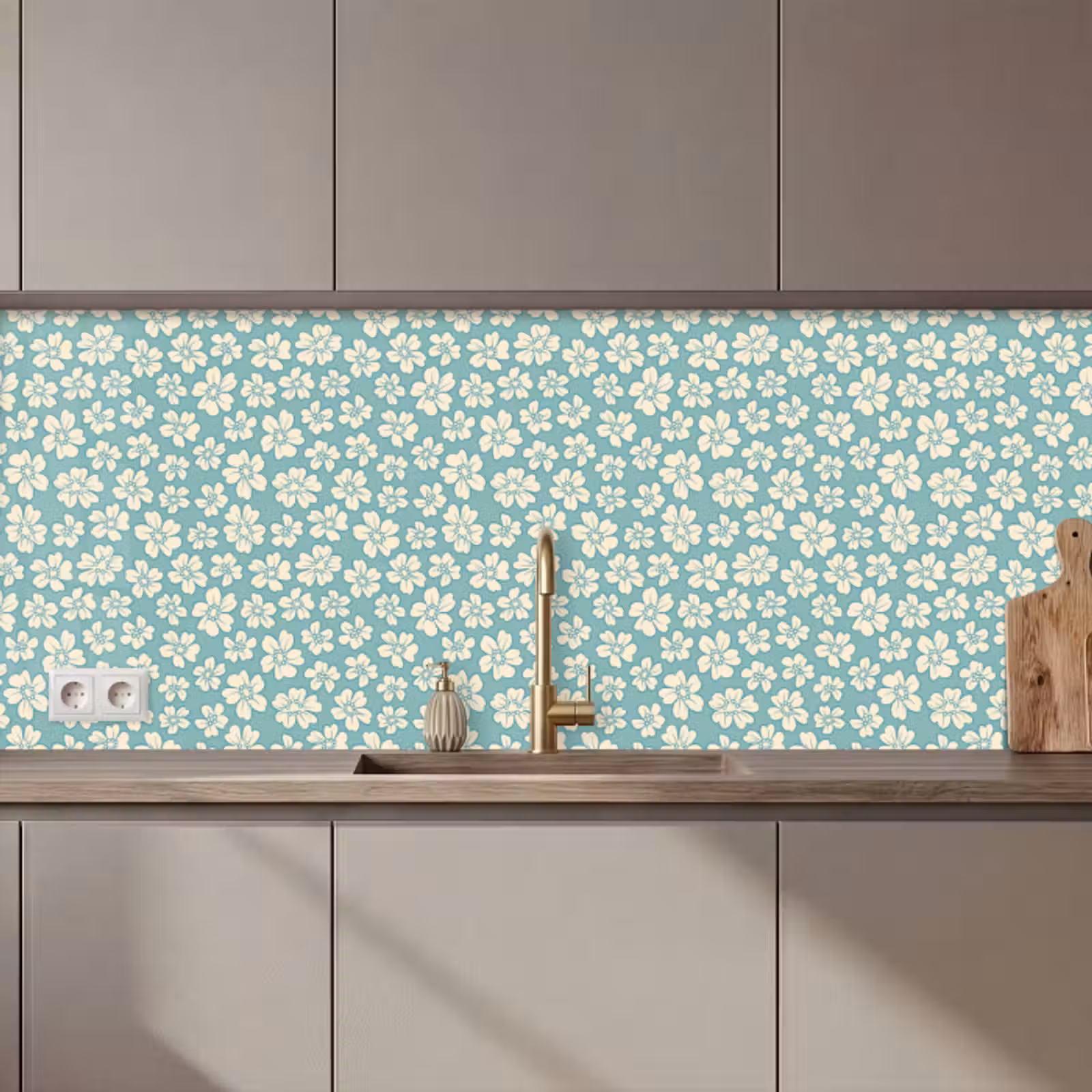 Keuken achterwand - Bloemen - Wit - Vintage - Patronen — 1