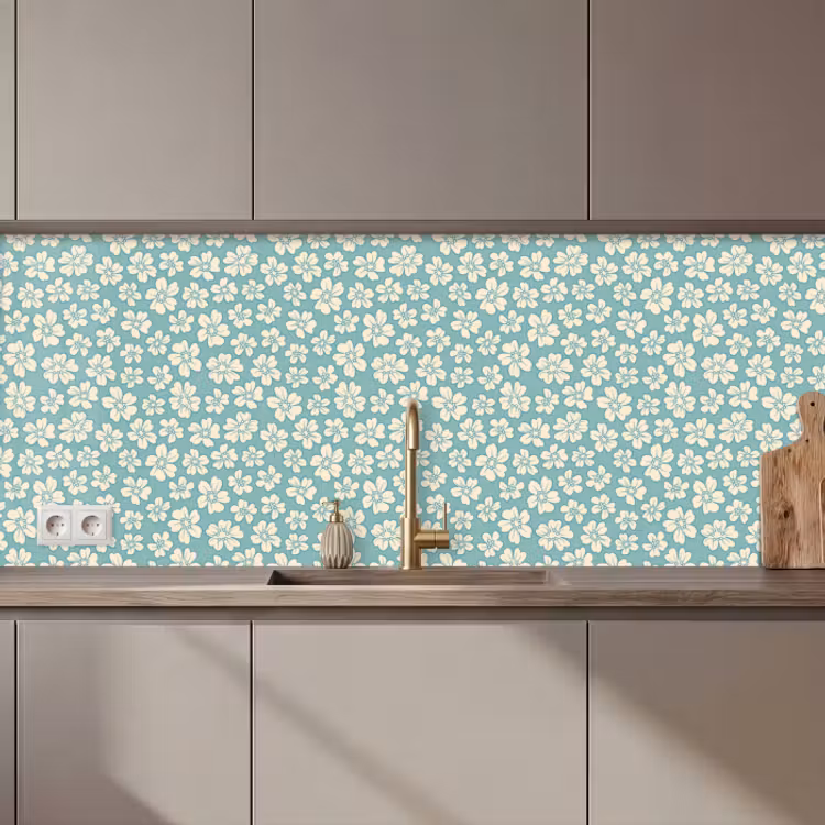 Keuken achterwand - Bloemen - Wit - Vintage - Patronen — 1
