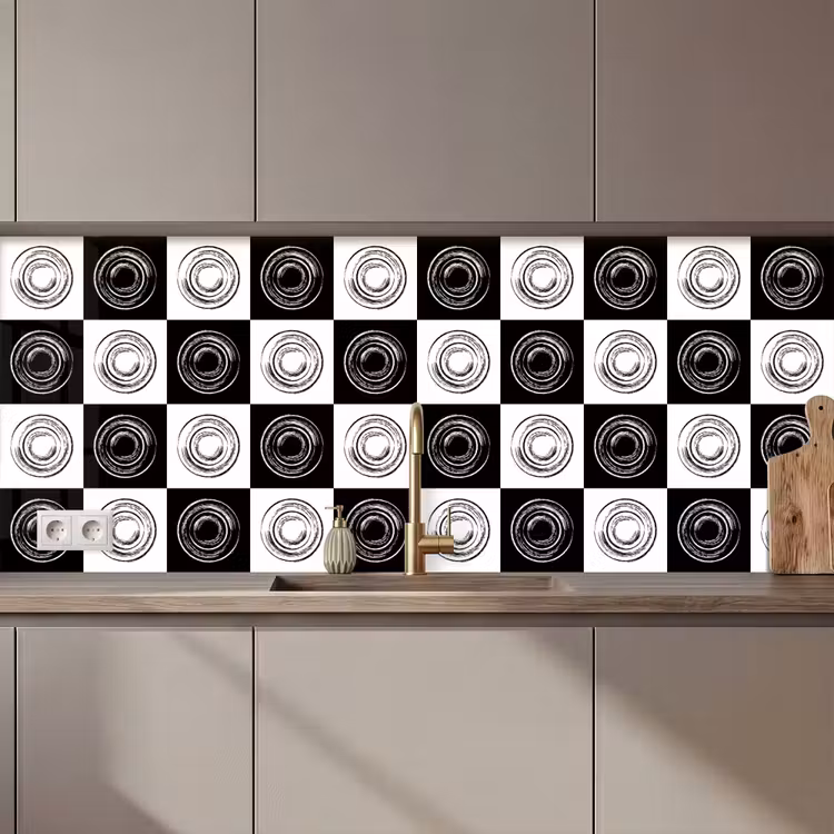 Keuken achterwand - Patronen - Schaakbord - Zwart Wit — 1