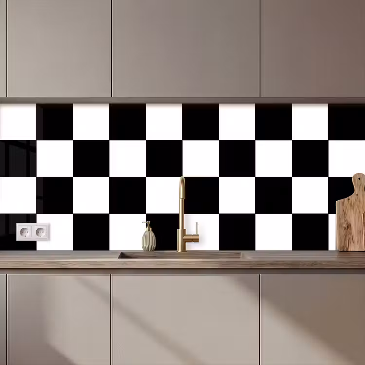Keuken achterwand - Schaakbord - Patronen - Zwart Wit — 1