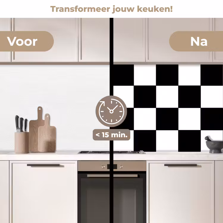 Keuken achterwand - Schaakbord - Patronen - Zwart Wit — 2