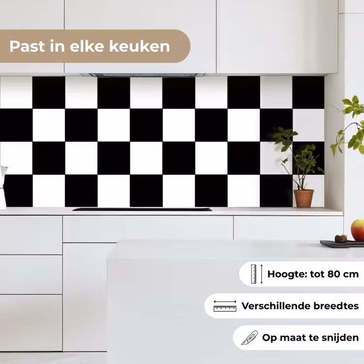 Keuken achterwand - Schaakbord - Patronen - Zwart Wit — 4