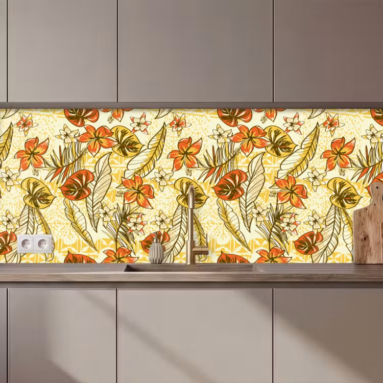 Keuken achterwand - Vintage - Bloemen - Bladeren - Hawaii - Patroon — 1