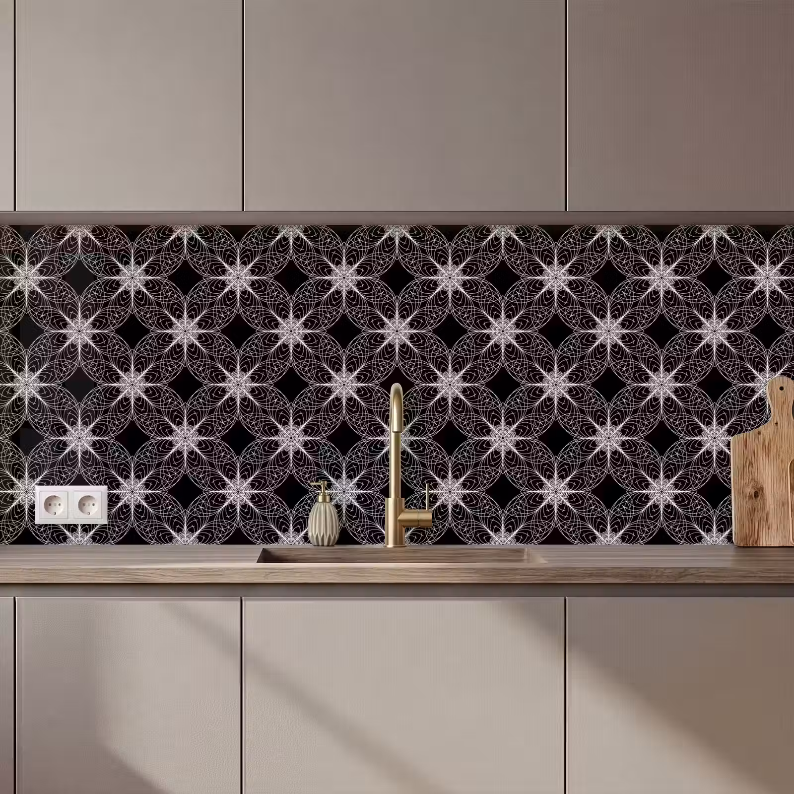 Keuken achterwand - Kompas - Patronen - Zwart Wit — 1