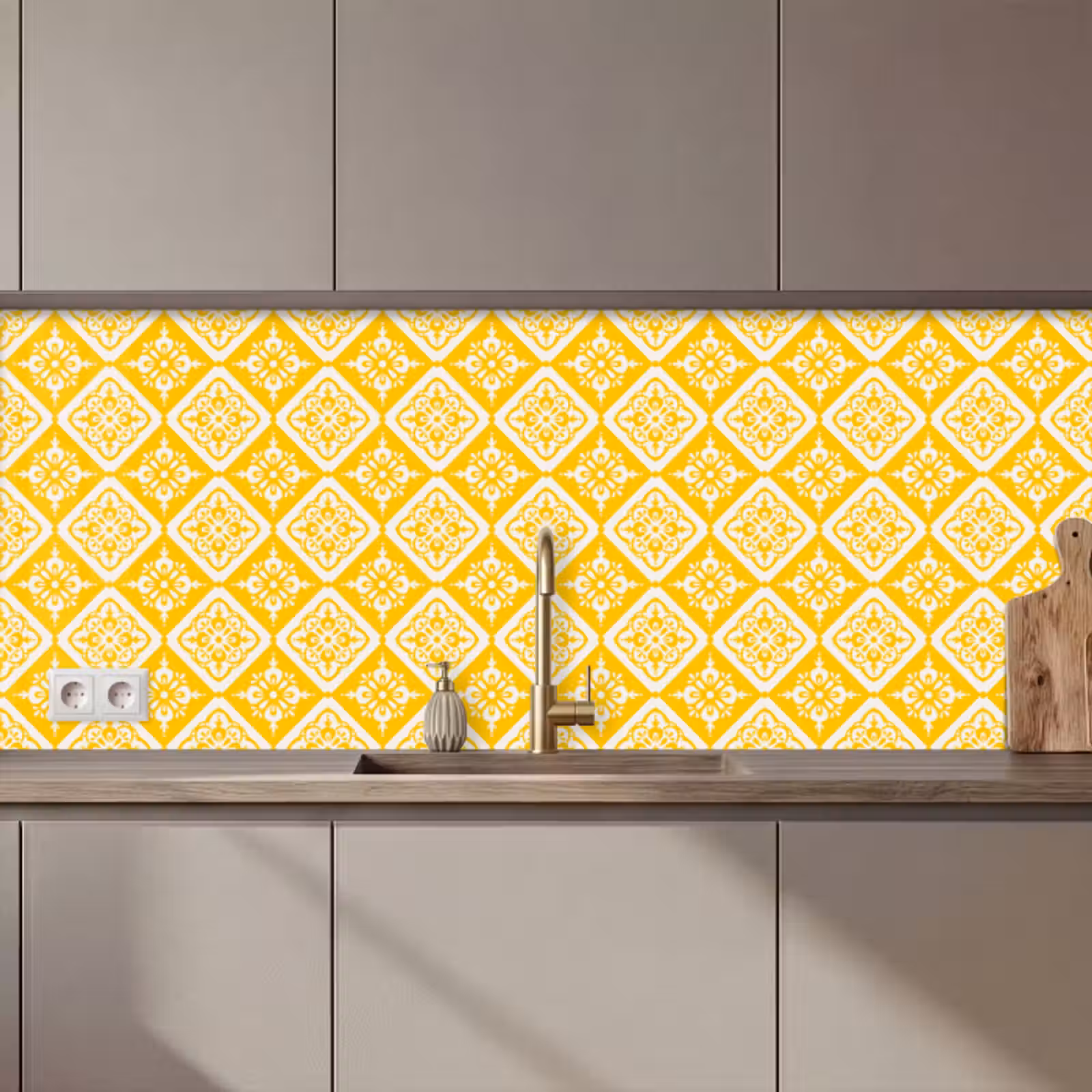 Keuken achterwand - Mozaïek - Vintage - Geel - Patronen — 1