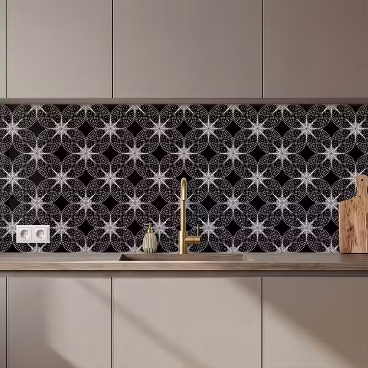 Keuken achterwand - Kompas - Patronen - Zwart Wit — 1