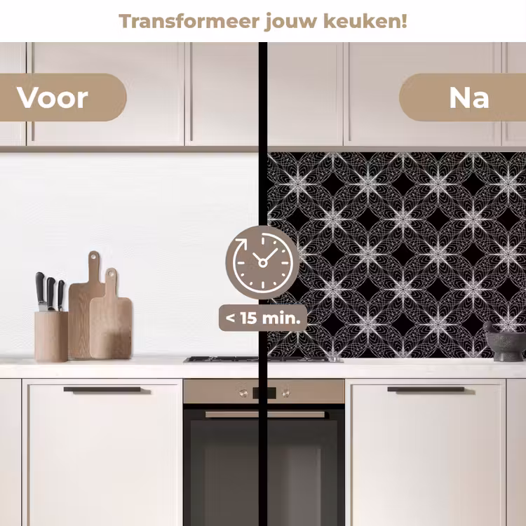 Keuken achterwand - Kompas - Patronen - Zwart Wit — 2