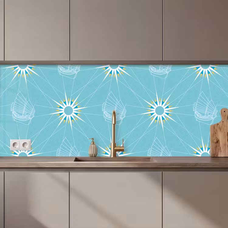 Keuken achterwand - Kompas - Zeilen - Boot - Patronen — 1