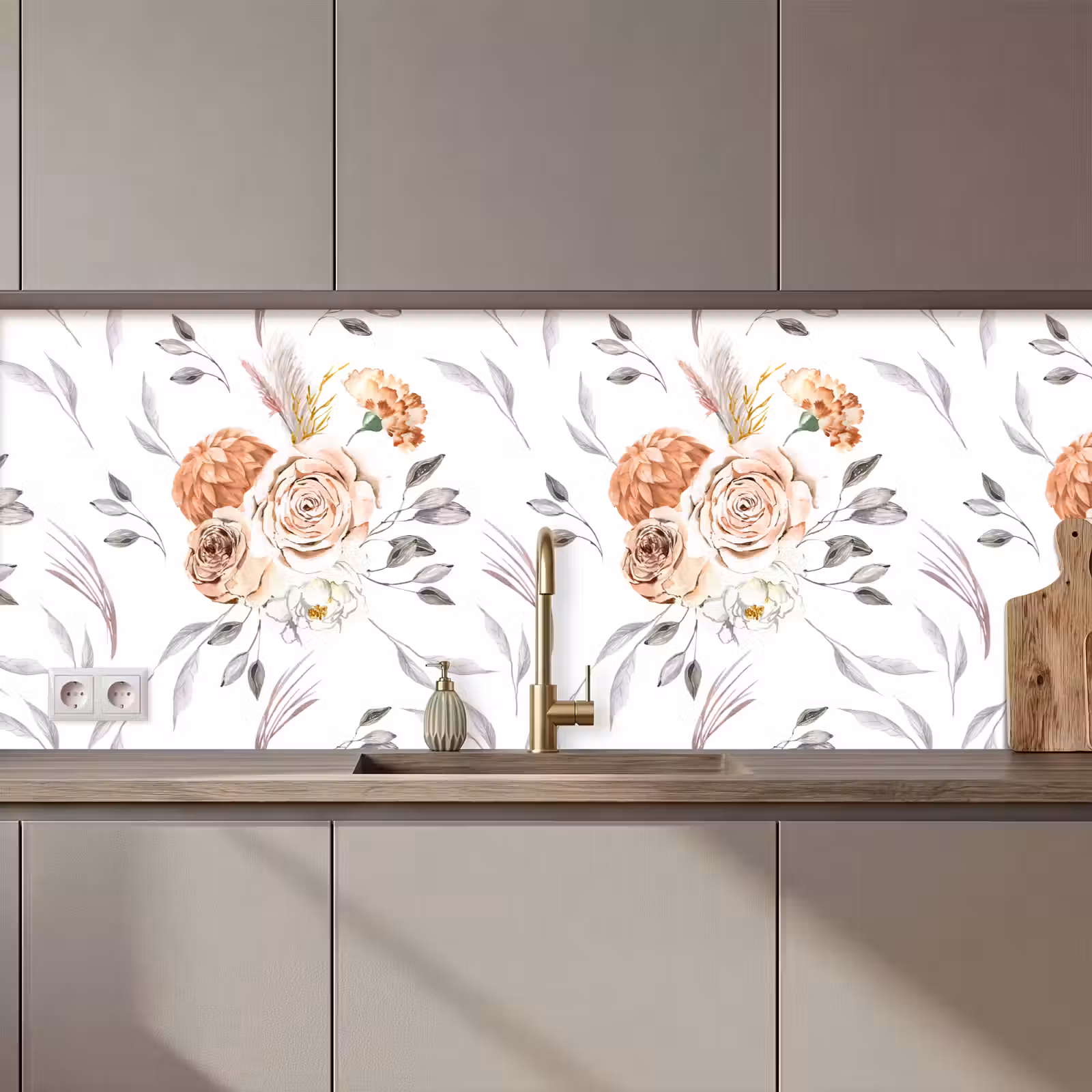 Keuken achterwand - Patronen - Bloemen - Roos - Wit — 1