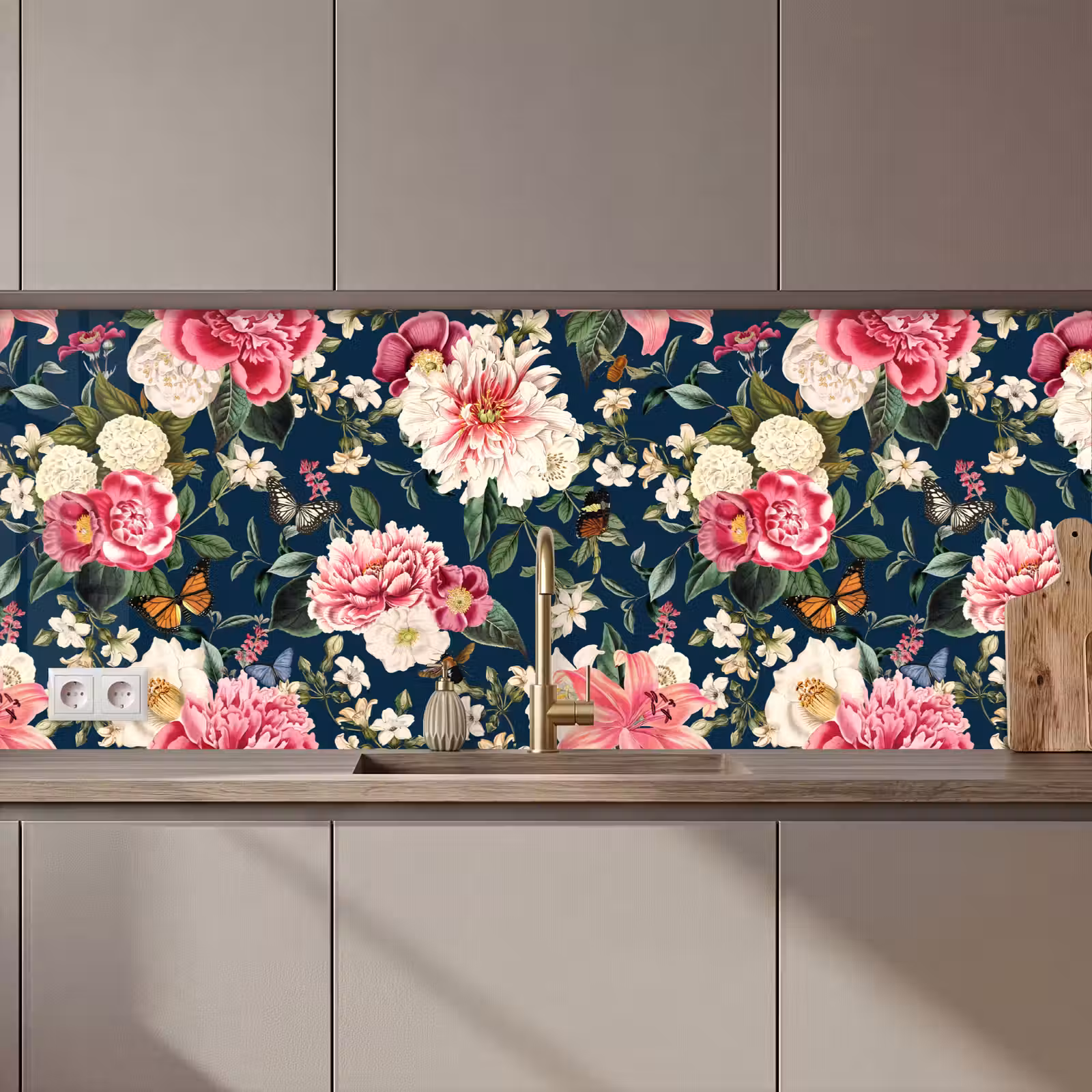 Keuken achterwand - Patronen - Roos - Bladeren — 1