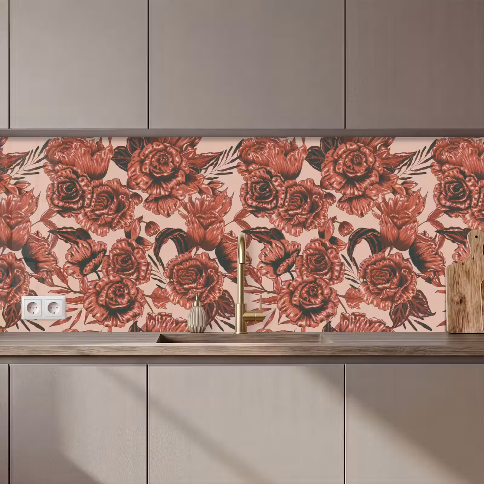 Keuken achterwand - Roos - Patroon - Bloemen — 1