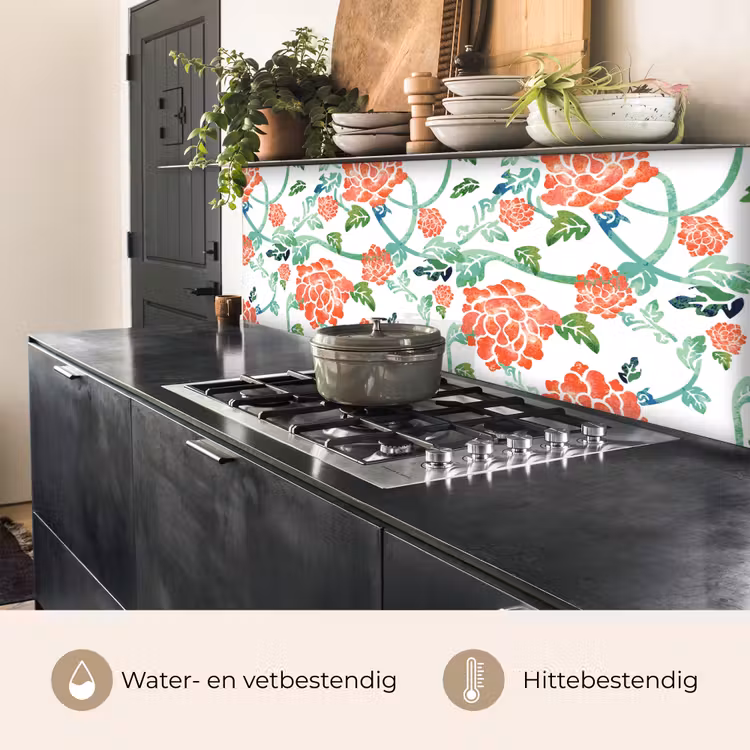 Keuken achterwand - Bloemen - Bladeren - Patronen - Waterverf — 3