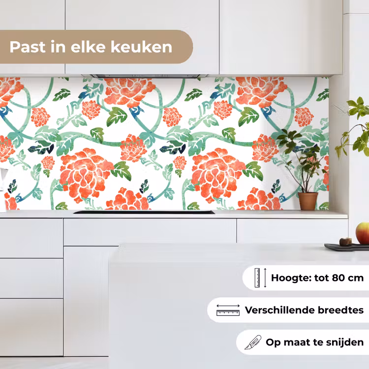 Keuken achterwand - Bloemen - Bladeren - Patronen - Waterverf — 4