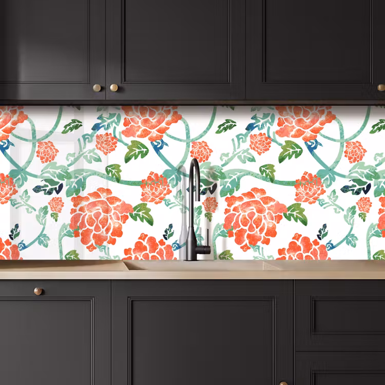 Keuken achterwand - Bloemen - Bladeren - Patronen - Waterverf — 6