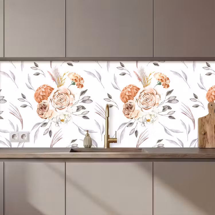 Keuken achterwand - Patronen - Bloemen - Roos - Wit — 1