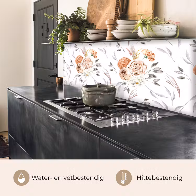 Keuken achterwand - Patronen - Bloemen - Roos - Wit — 3
