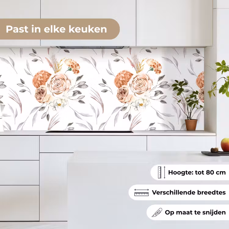 Keuken achterwand - Patronen - Bloemen - Roos - Wit — 4