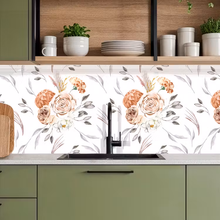 Keuken achterwand - Patronen - Bloemen - Roos - Wit — 5