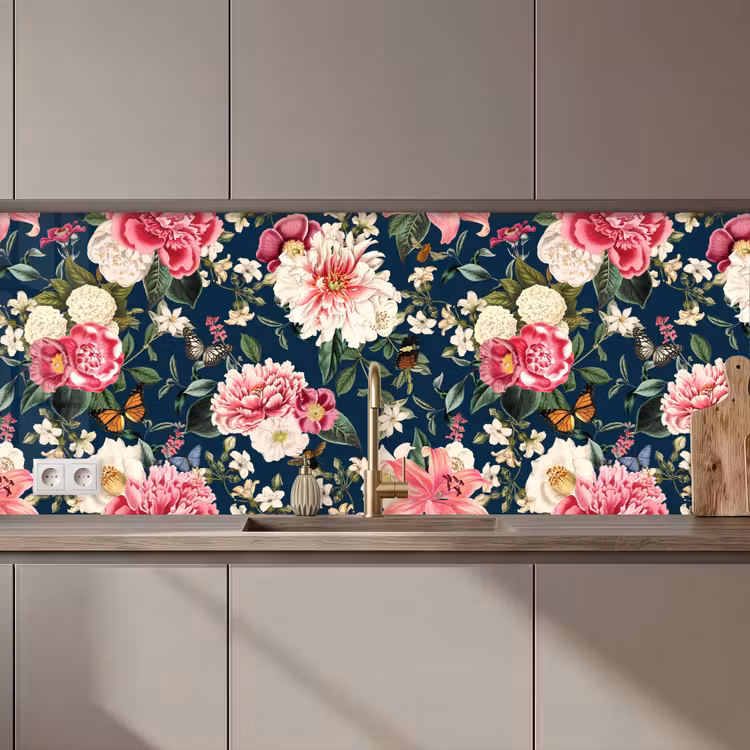 Keuken achterwand - Patronen - Roos - Bladeren — 1