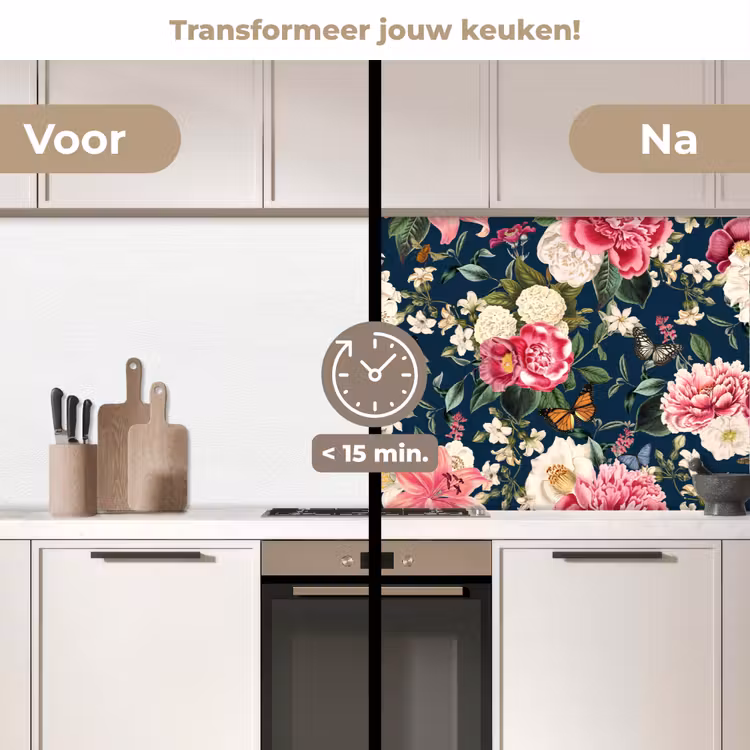 Keuken achterwand - Patronen - Roos - Bladeren — 2