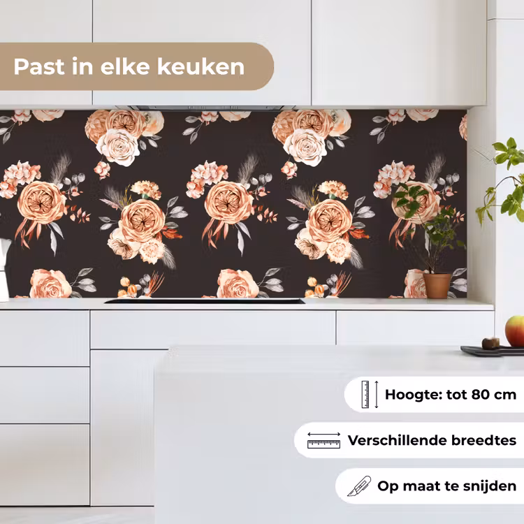 Keuken achterwand - Patronen - Rozen - Zwart — 4