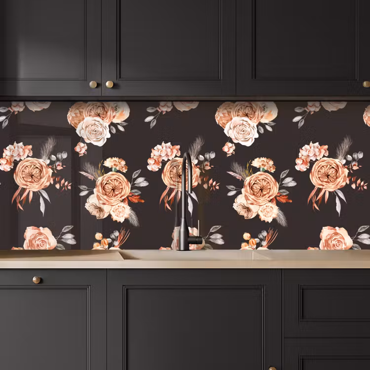 Keuken achterwand - Patronen - Rozen - Zwart — 6