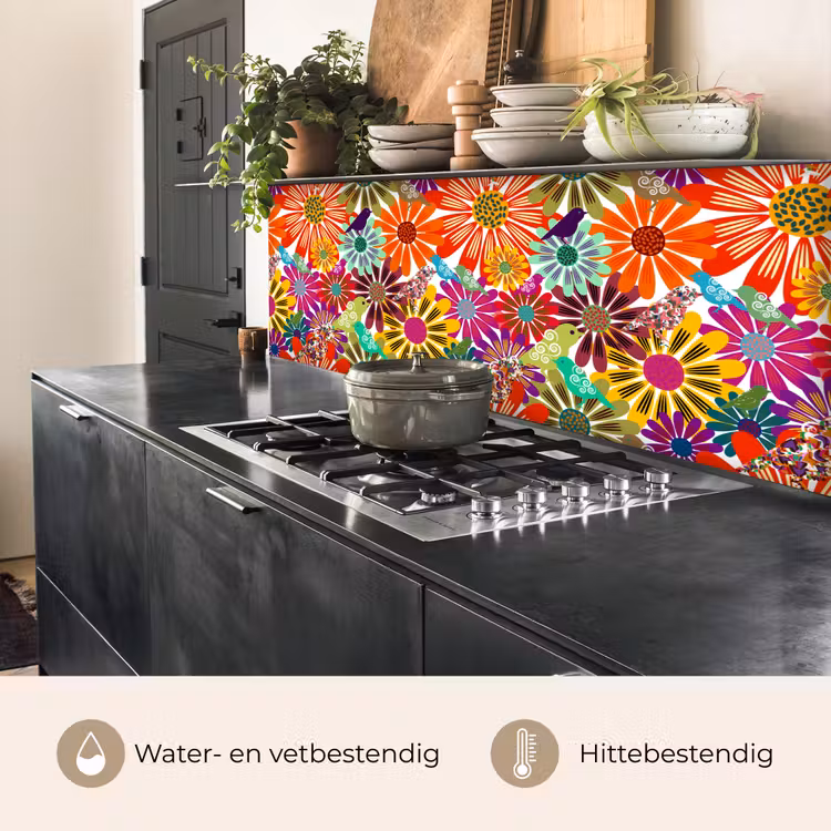 Keuken achterwand - Regenboog - Bloemen - Patronen - Hippie — 3