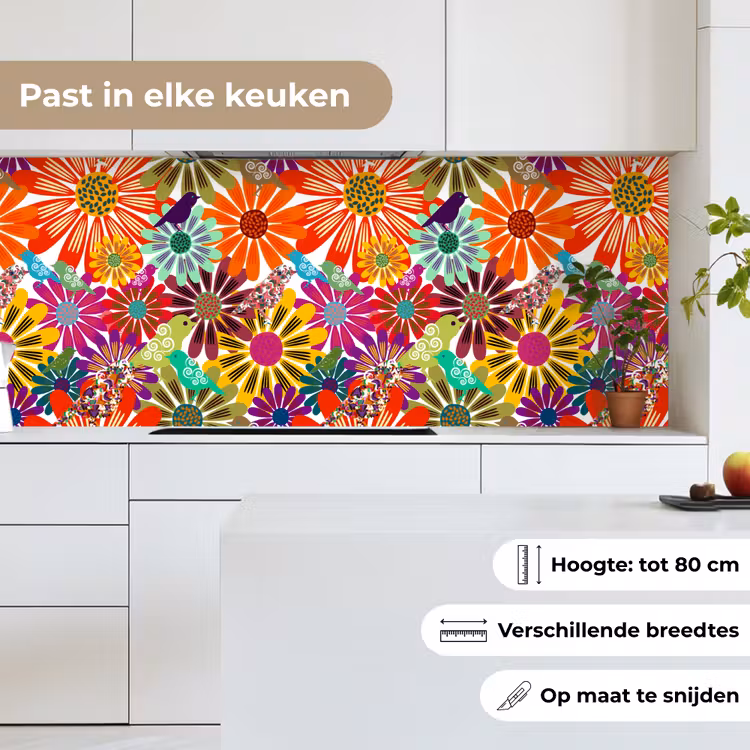 Keuken achterwand - Regenboog - Bloemen - Patronen - Hippie — 4