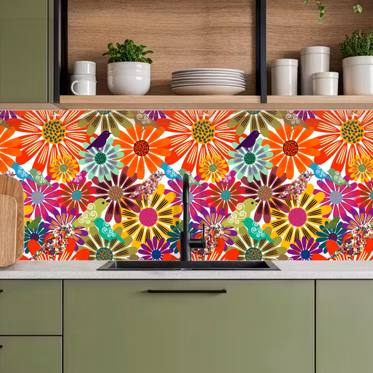 Keuken achterwand - Regenboog - Bloemen - Patronen - Hippie — 5