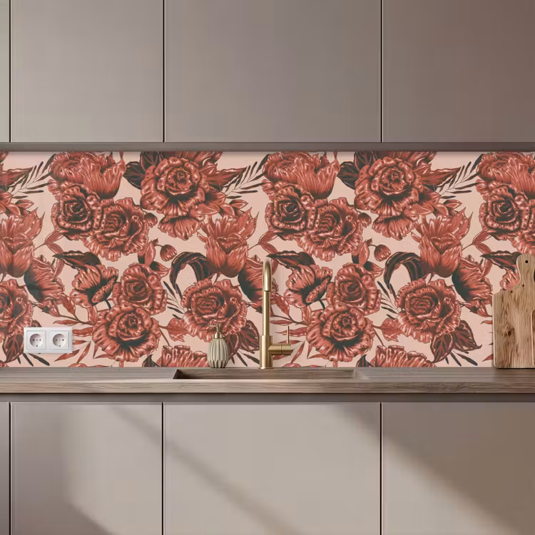 Keuken achterwand - Roos - Patroon - Bloemen — 1