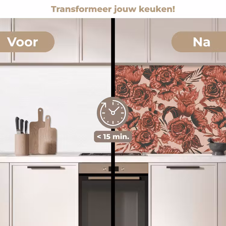 Keuken achterwand - Roos - Patroon - Bloemen — 2