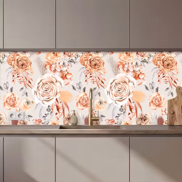 Keuken achterwand - Rozen - Bloemen - Patroon — 1
