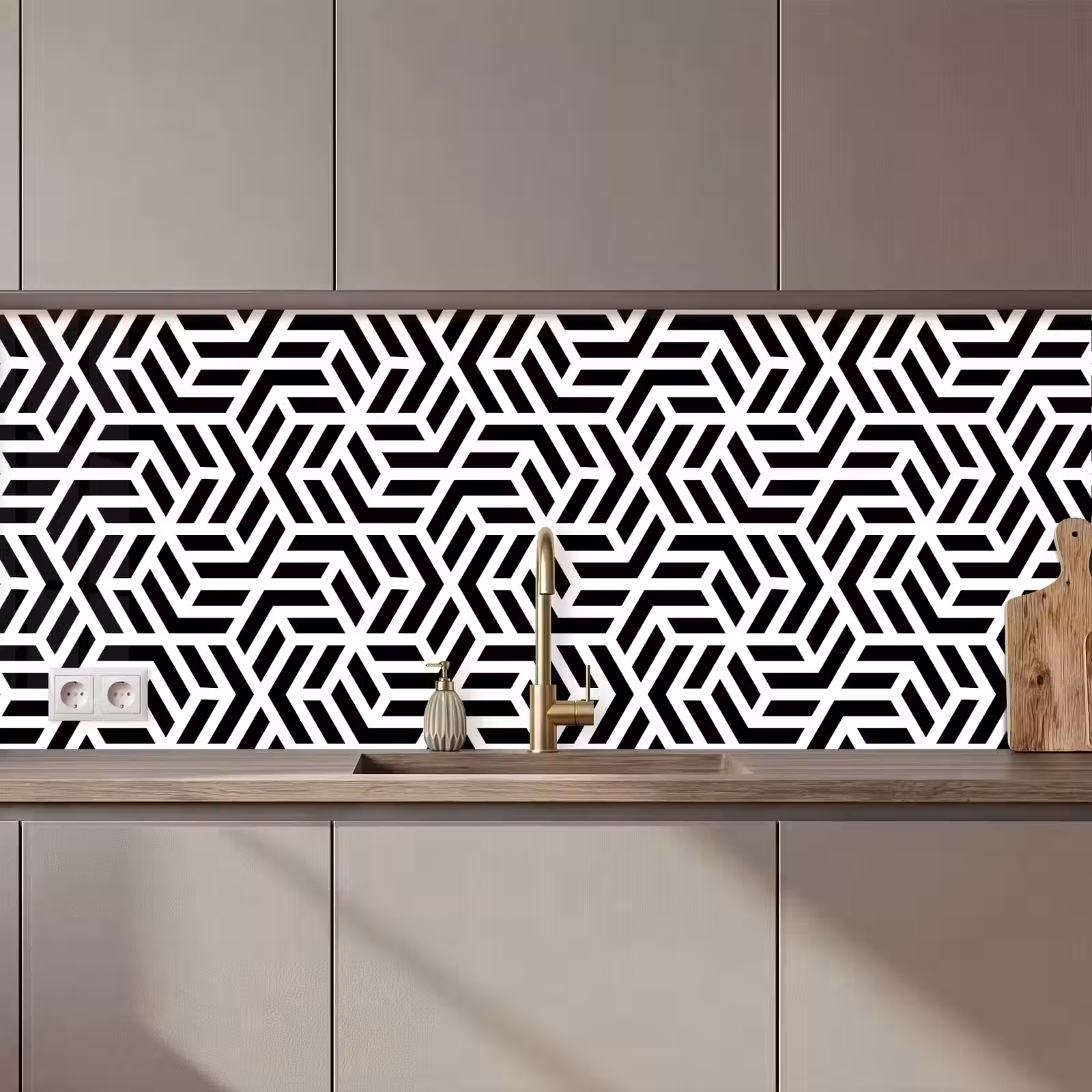 Keuken achterwand - Design - Geometrie - Patroon - Zwart - Wit — 1