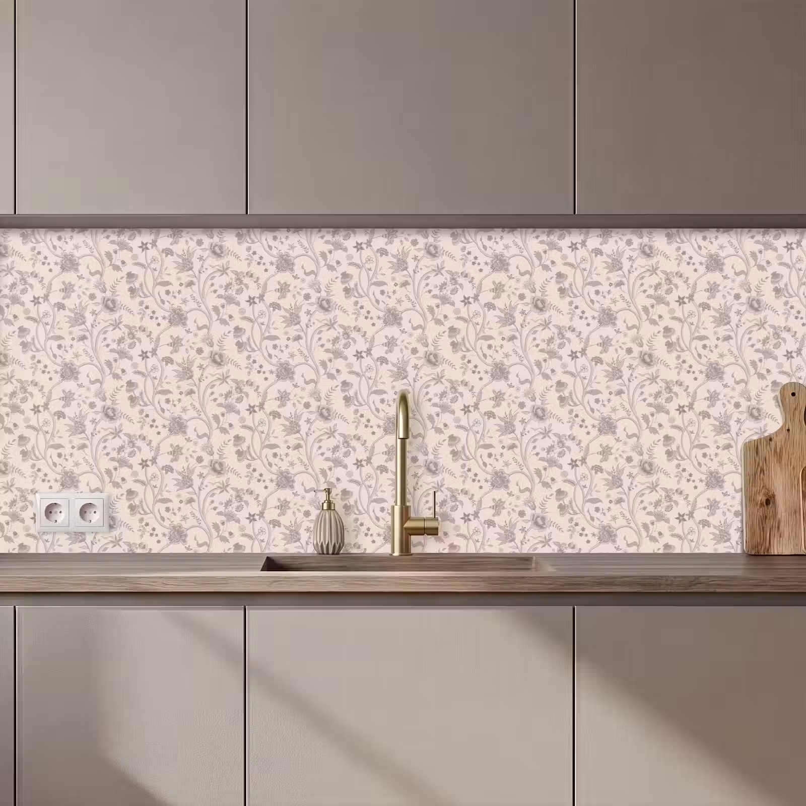 Keuken achterwand - Patroon - Bloemen - Paars — 1