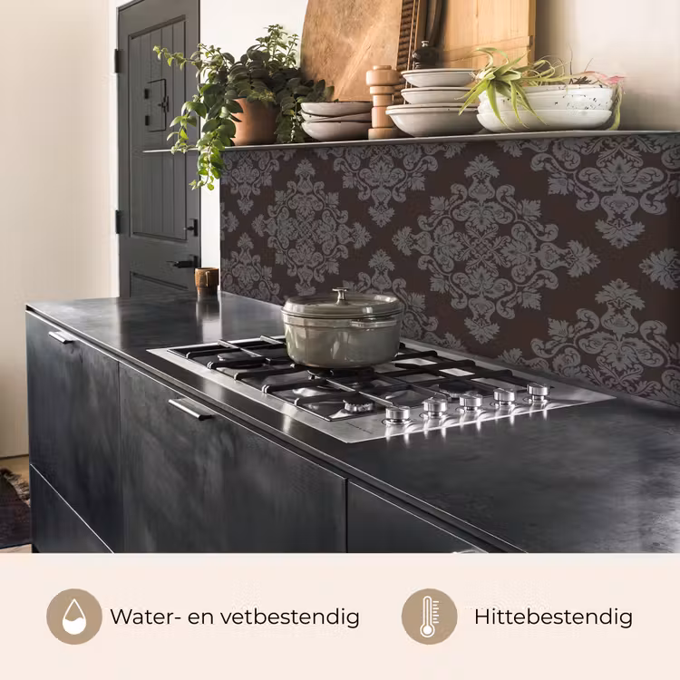 Keuken achterwand - Bruin - Grijs - Sierlijk - Patroon — 3