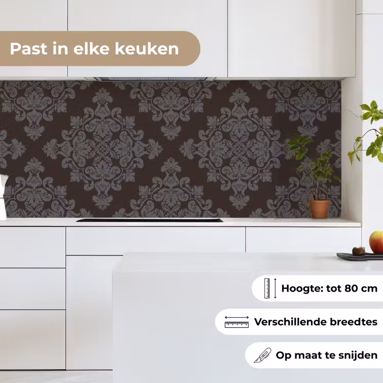 Keuken achterwand - Bruin - Grijs - Sierlijk - Patroon — 4