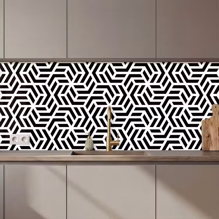 Keuken achterwand - Design - Geometrie - Patroon - Zwart - Wit — 1