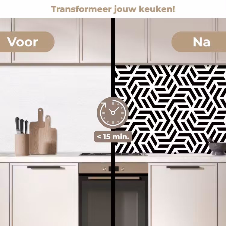 Keuken achterwand - Design - Geometrie - Patroon - Zwart - Wit — 2