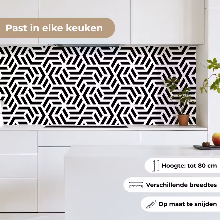 Keuken achterwand - Design - Geometrie - Patroon - Zwart - Wit — 4