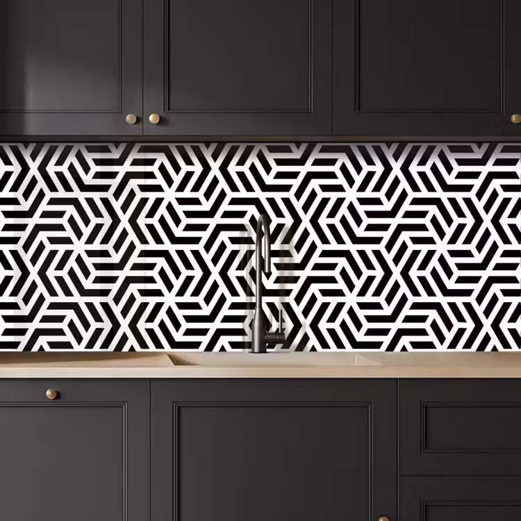Keuken achterwand - Design - Geometrie - Patroon - Zwart - Wit — 6