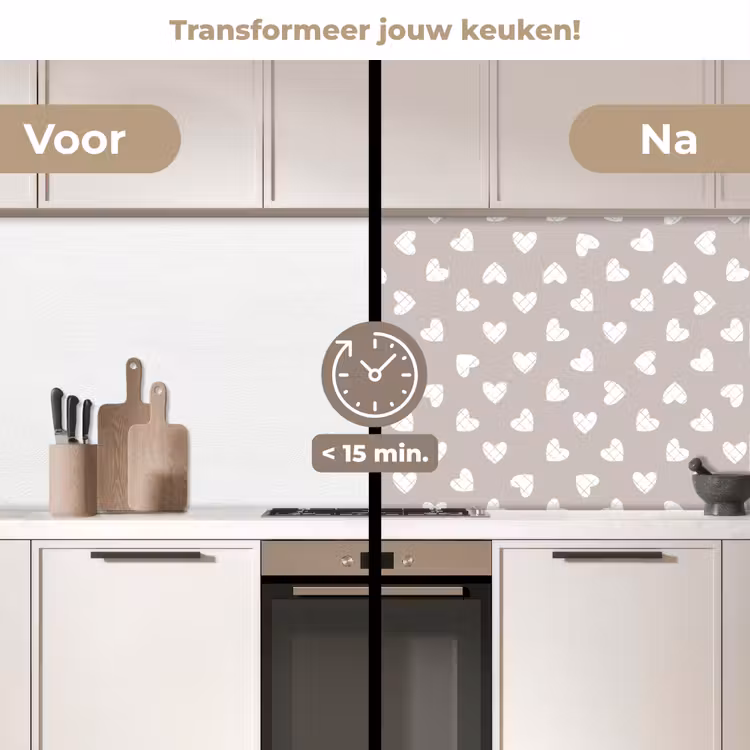 Keuken achterwand - Design - Lijn - Patroon - Hart - Grijs — 2
