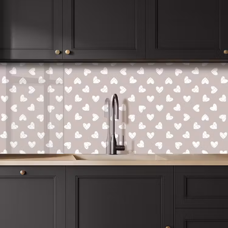 Keuken achterwand - Design - Lijn - Patroon - Hart - Grijs — 6