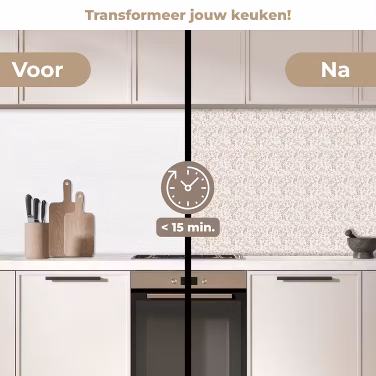 Keuken achterwand - Bloemen - Patroon - Taupe — 2