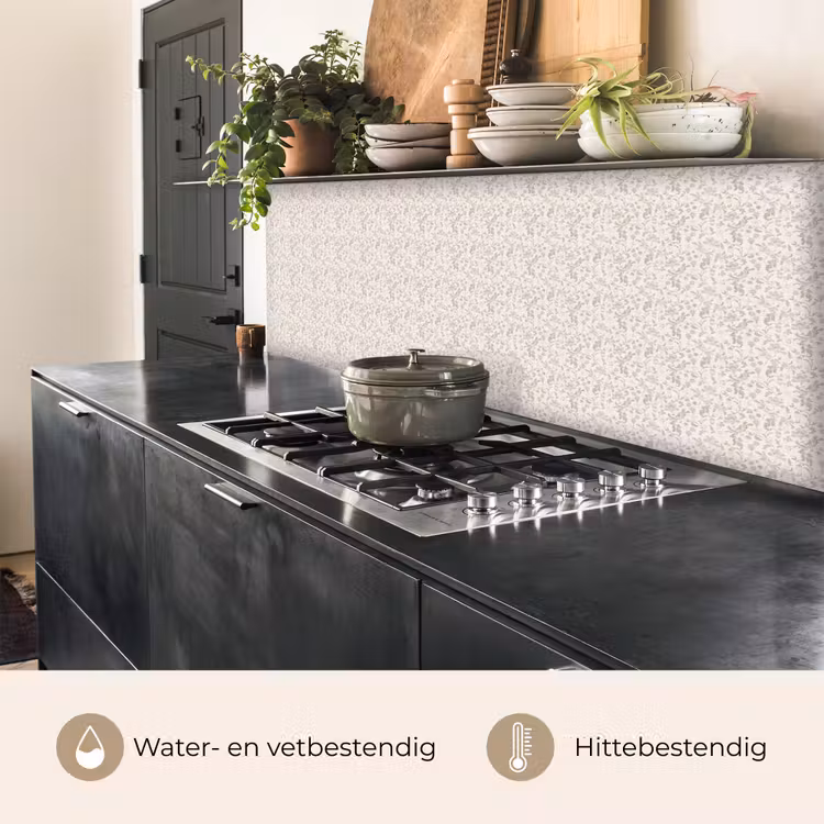 Keuken achterwand - Bloemen - Patroon - Taupe — 3