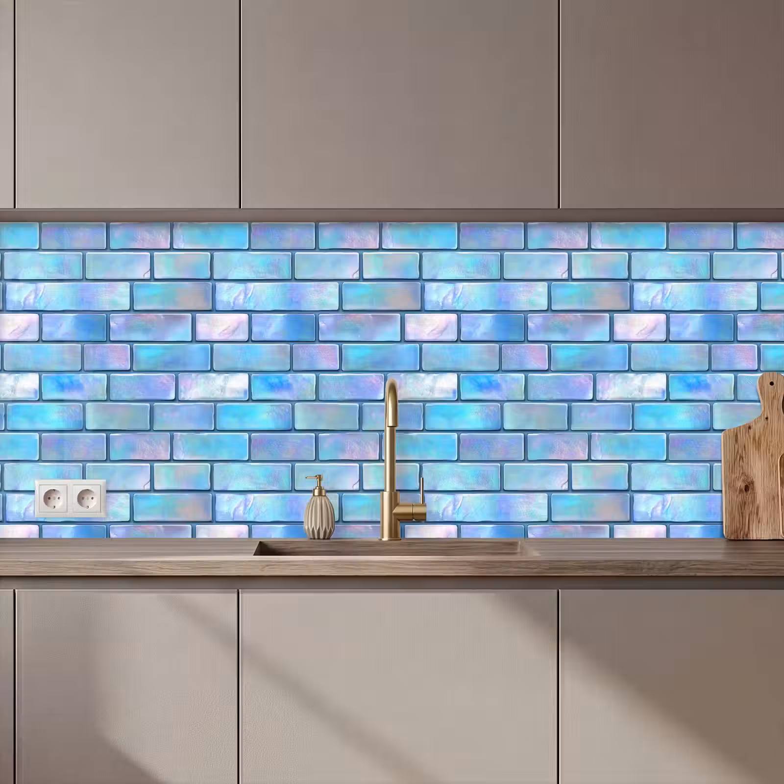 Keuken achterwand - Blauw - Glans - Muur — 1