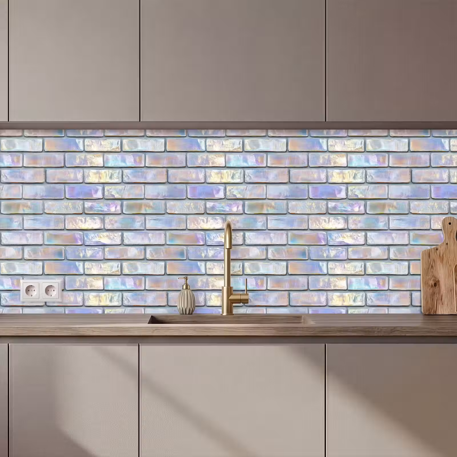 Keuken achterwand - Glimmende - Muur - Stenen — 1