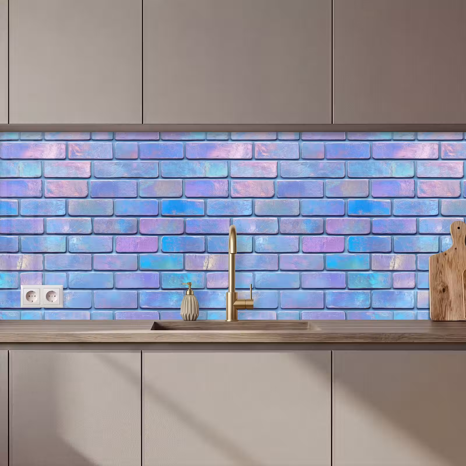 Keuken achterwand - Paars - Blauwe - Muur — 1